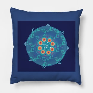 Tibetan Golden Wheel Mandala Pillow