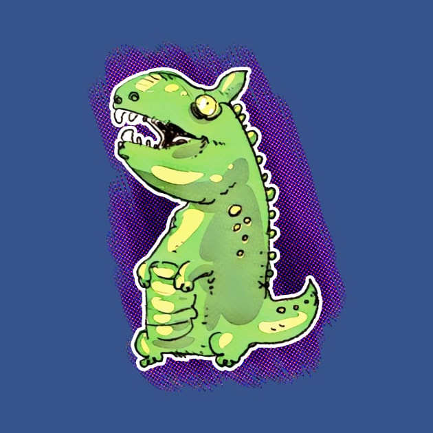 little green dinosaur cartoon by anticute