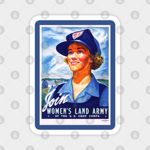 Restored Reproduction of World War II Women's Land Army Recruitment Print Magnet by vintageposterco