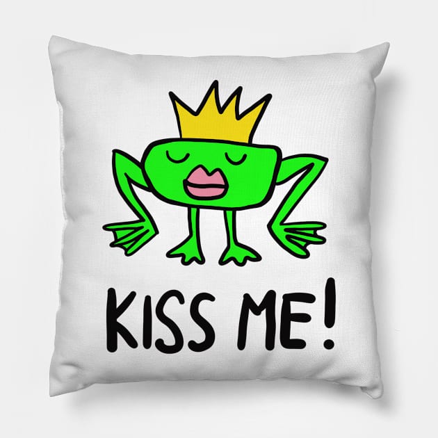 Frog King - kiss me Pillow by ThomaeArt