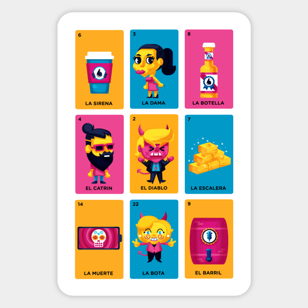 la loteria moderna loteria mexicana sticker teepublic au la loteria moderna