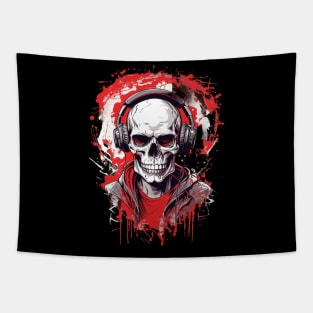 Cool Skull Wearing Headphones Tapestry