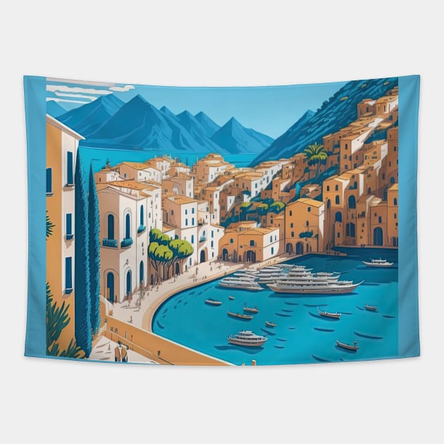 The Amalfi Coast Tapestry by fleurdesignart