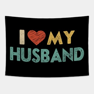 I love my husband - I heart my husband retro valentines gift for couple Tapestry