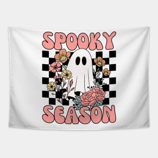 Retro Vintage Floral Cute Ghost Spooky Season Halloween Party Tapestry