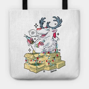 Oh deer drunk reindeer celebrating Christmas Tote