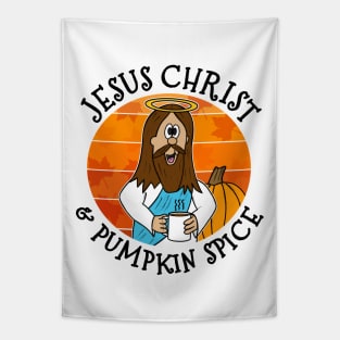 Jesus Christ and Pumpkin Spice Christian Fall Autumn Tapestry