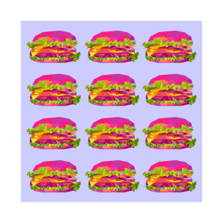 Burger Wpap Pop Art Pattern blue background T-Shirt