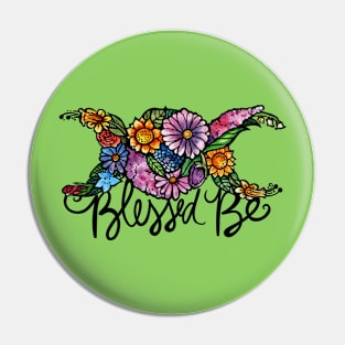 Blessed Be Triple Moon Bloom Pin