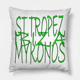 Holiday places in green Pillow