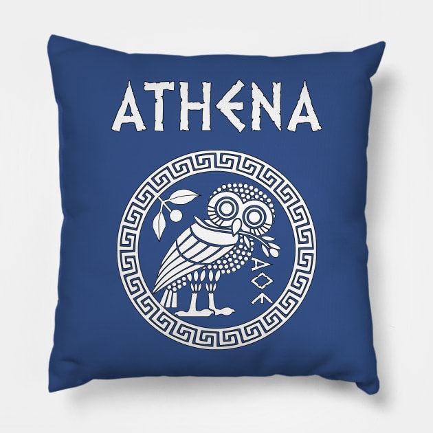 Athena Greek Goddess of Wisdom and War Athenian Owl Symbol Pillow by AgemaApparel