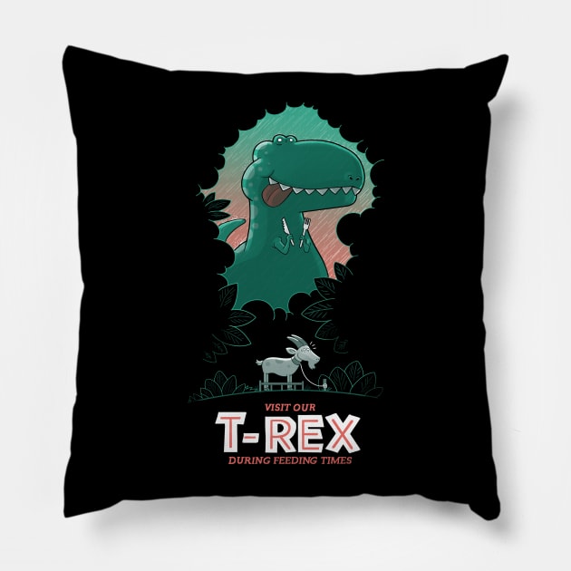 Visit our T-Rex! Pillow by Queenmob