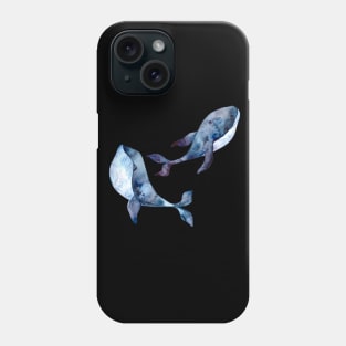 beautiful blue whales swimming in the ocean Phone Case