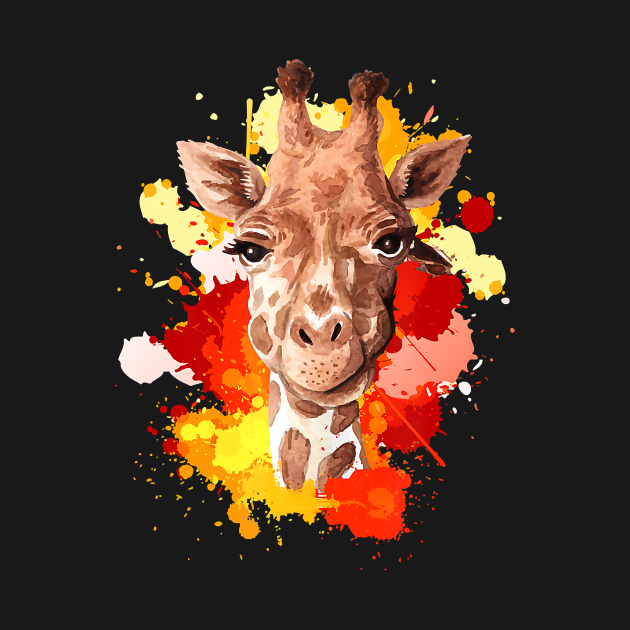 Cute Giraffe Colorful Watercolor Zoo Animal Art - Giraffe - Kids Hoodie