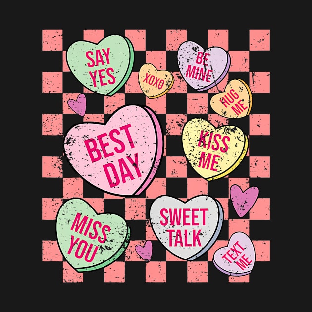 Retro Valentines Day Candy Conversation Hearts Girls by Saboia Alves