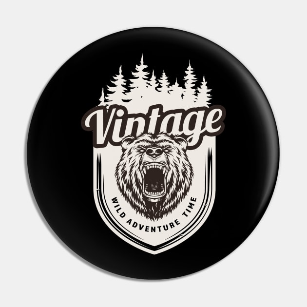 Vintage Bear Adventure Pin by Imutobi