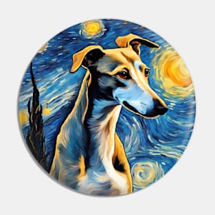 Greyhound Dog Breed Painting in a Van Gogh Starry Night Art Style Pin