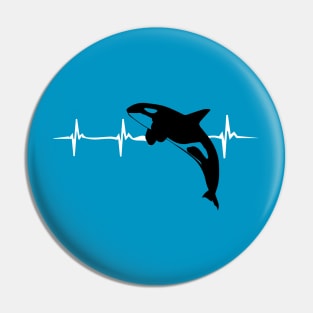 Funny Orca Heartbeat Design Killer Whale Pin