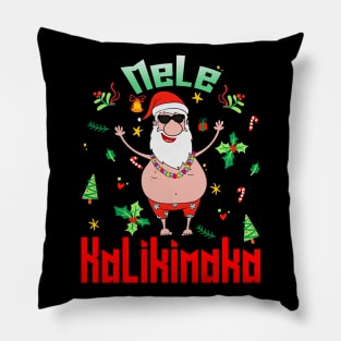 Mele Kalikimaka Christmas Santa Shaka Hawaii Pillow