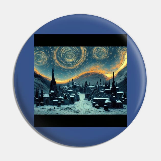 Starry Night Over Hogsmeade Village Pin by Grassroots Green