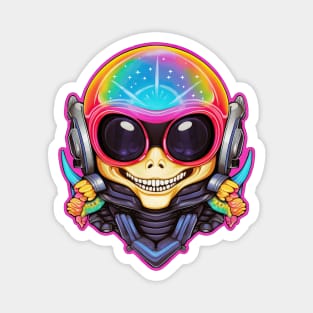 Awesome Alien Dinosaur Motorcyclist With Galaxy Helmet Gear Magnet