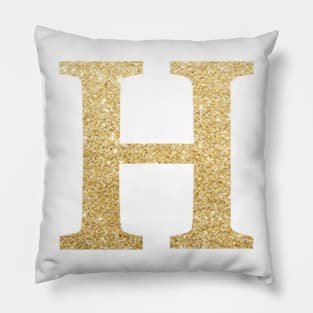 The Letter H Gold Metallic Design Pillow