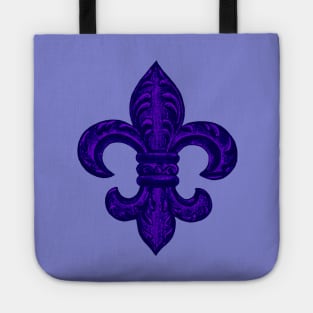 Purple French Fleur de Lys, floral swirls Tote