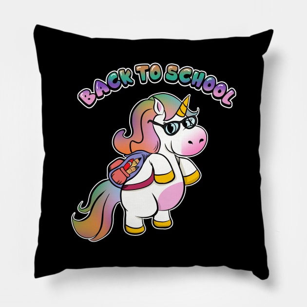 Cute Back To School Unicorn Student with Backpack Pillow by theperfectpresents