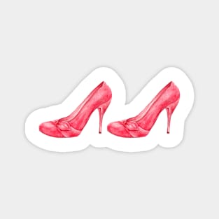 Red high heel women shoes. watercolor Magnet