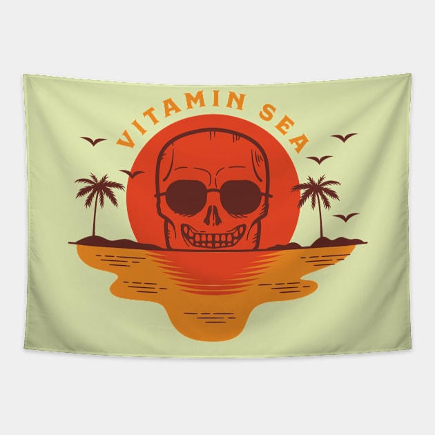 Vitamin Sea Vintage skeleton Tapestry by waltzart