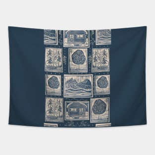 Rustic Country Block Print Tapestry