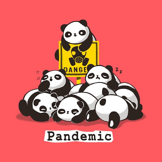 Pandemic Pun - Cute Panda Gang - Biohazard Danger Sign by BlancaVidal