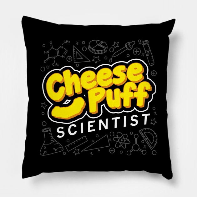 Cheese Puff Scientist Pillow by DetourShirts