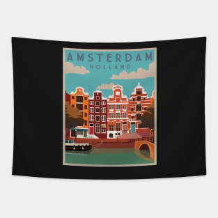 Amsterdam, Holland, Travel Poster Tapestry