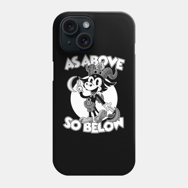 Pagan As Above So Below Funny Satanic Baphomet Retro Cartoon Phone Case by Juandamurai