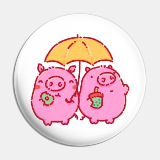 Pigs under a yellow umbrella Pin