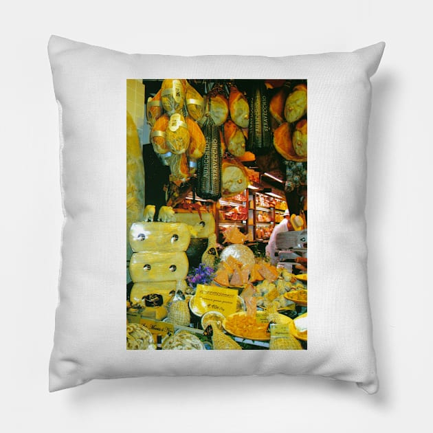 Salumi Shop Window in Pavia, Italy (Salumeria) Pillow by IgorPozdnyakov