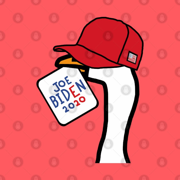 Goose Portrait in Red Hat and Joe Biden Sign by ellenhenryart