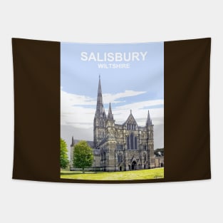 Salisbury Cathedral Wiltshire. Travel poster Tapestry