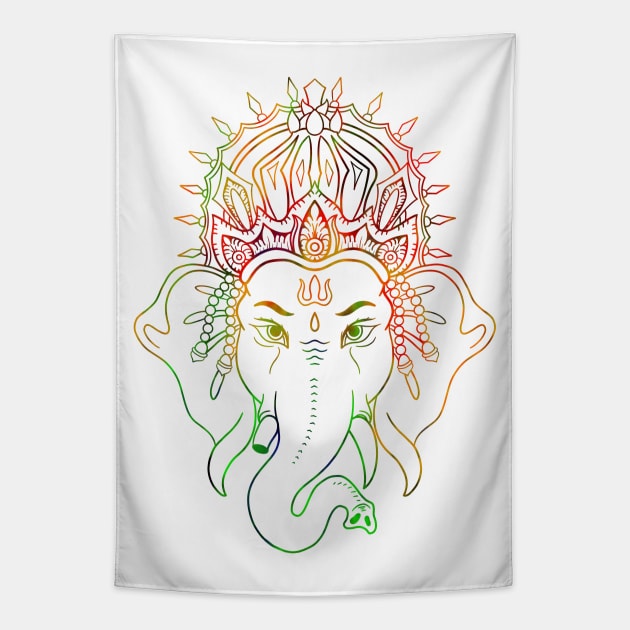 Ganesha Drawing Color Tapestry by BaliChili