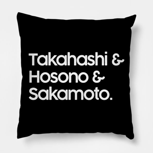 Yellow Magic Orchestra Names List Pillow by unknown_pleasures