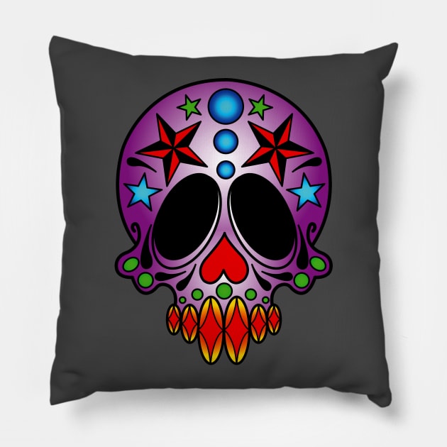 Sugar Skull Pillow by OrneryDevilDesign