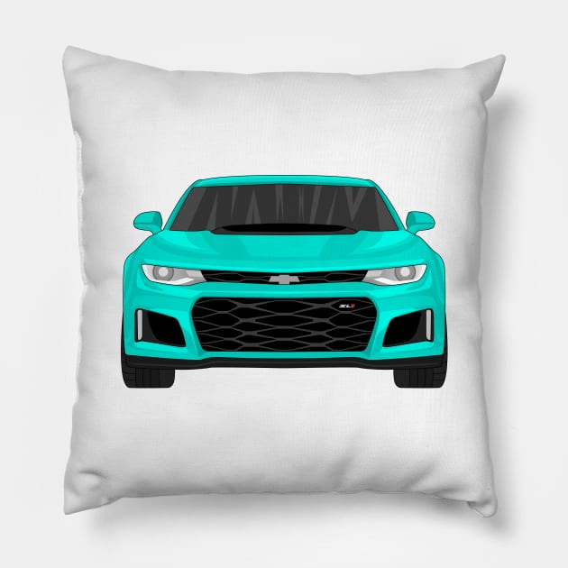 CAMARO TURQUOISE Pillow by VENZ0LIC