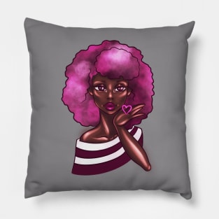 Black Girl Purple Afro Kiss Pillow