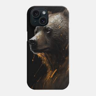 Bear Grizzly Portrait Animal Nature Wildlife Dark Painting Wild Spirit Phone Case