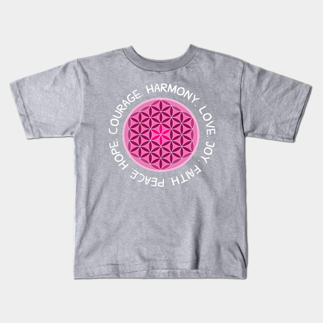 Harmony Courage Love Peace Faith Joy Zen Kids T Shirt