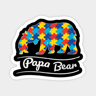 Papa Autism Bear Fathers Day Magnet