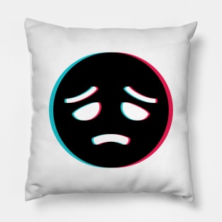 TikTok sad depressed emoji smiley Black Pillow