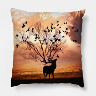 Sunset Deer Pillow