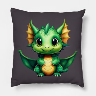 Funny green dragon Pillow